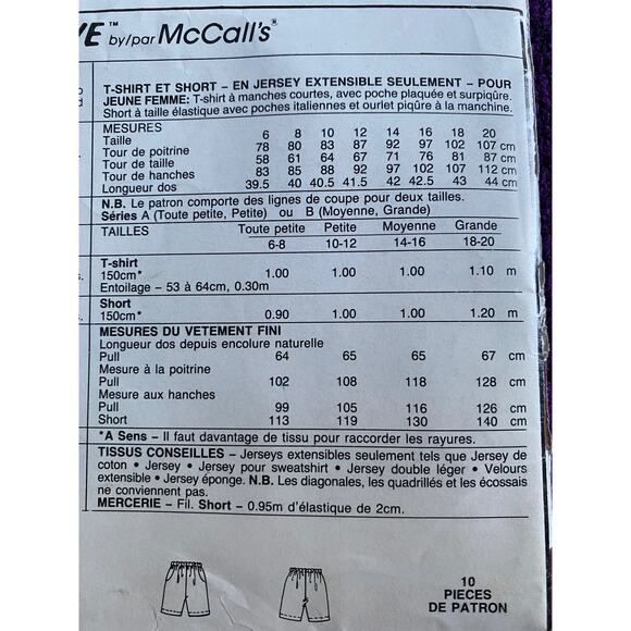 McCalls 4787 top shorts sewing pattern sz xs s - Picture 5 of 6